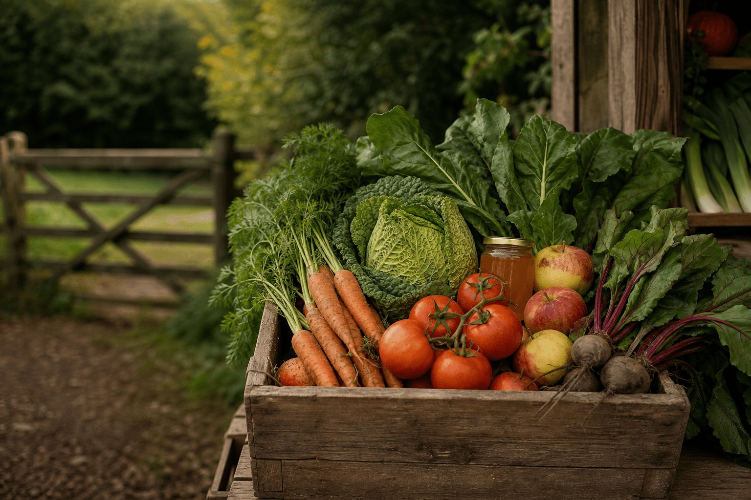 Fresh seasonal produce ready for collection